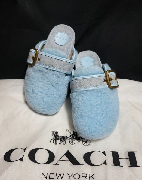 ◆COACH コーチ◆シグネチャー柄 ボア サンダル サイズ36.5