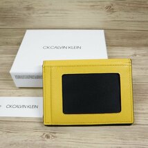 QQ86 CK カルバンクライン 定価9900円 新品 パスケース カードケース キップ牛革 定期入れ 817632 イエロー レザー CALVIN KLEIN_画像5