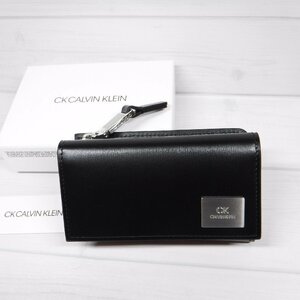 QQ105 CK Calvin Klein обычная цена 14300 иен новый товар чёрный чехол для ключей кошелек для мелочи . двоякое применение телячья кожа Mini кошелек 826652 "умный" ключ соответствует черный CALVIN KLEIN