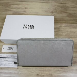 QQ118 タケオキクチ 新品 定価23100円 牛革 大容量ファスナー長財布 スマホ収納 磁気シールド機能 カード36枚収納 713611 TAKEO KIKUCHI