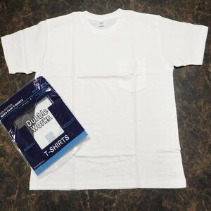 TT419 ウエアハウス ダブルワークス 新品 白 胸ポケット付き 半袖Tシャツ M(38-40) 日本製 丸胴 無地 USAコットン DUBBLEWORKS