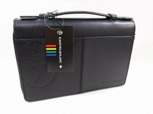 YY774 Castelbajac new goods regular price 16500 jpy black cow leather round fastener long wallet built-in smartphone storage handbag second bag 164205 CASTELBAJAC