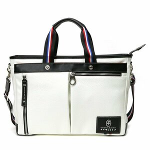 BB986 Castelbajac regular price 23100 jpy new goods 2WAY leather business bag A4 light weight 31502 white low Len biz tote bag shoulder bag 