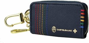 QQ141 Castelbajac new goods smart key correspondence round fastener key case cow leather navy regular price 7480 jpy 027609 Mini purse CASTELBAJAC