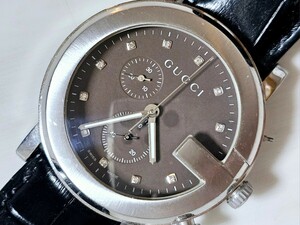 1 иен старт *GUCCI Gucci G Chrono [101M chrono] джентльмен для высококлассный наручные часы 11P бриллиант циферблат Large лицо 