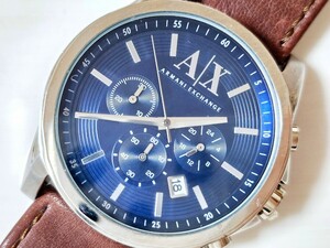  прекрасный товар *ARMANI EXCHANGE Armani Exchange джентльмен для высококлассный наручные часы [AX250] голубой dial хронограф оригинальный браслет 