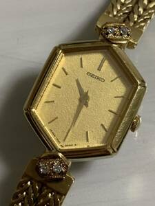 SEIKO セイコー 本物 ダイヤ 2針 1220-5280 ゴールド バンド アンティーク レトロ ヴィンテージ レディース腕時計 稼働品