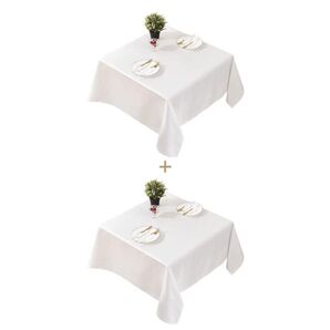 テーブルクロス 撥水 北欧 無地 サテン ホワイト140×180㎝ 2枚