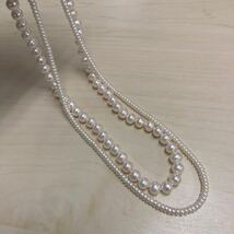 本真珠ネックレス　2連ネックレス　44.5cm 46g 玉サイズ最大7.5mm マグネット式　パールネックレス _画像8