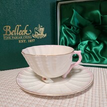 ベリーク　ネプチューン　ピンク　カップ　ソーサー　アイルランド　BELLEEK_画像1