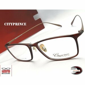 【眼鏡一式 度付レンズセット】★designメガネ★City prince Eyewear Brownエアロフレーム ウェリントン 度付き/度なし/伊達メガネ【通販】