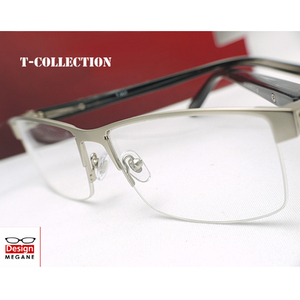 即決 眼鏡一式☆度入レンズ込★designメガネ★ T-collection Eyewear Silver 快適バネ内蔵 (近視、乱視、老眼、伊達 全て対応)