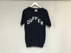 本物ダファーDUFFERニットロゴプリント半袖Tシャツメンズサーフアメカジミリタリーワーク紺ネイビーM