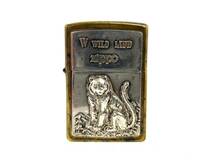 ZIPPO/ジッポー W WILD LIFE 純銀プレート 純銀刻印 虎 タイガー 1998年製 オイルライター 喫煙具 煙草グッズ 現状品 (47687N1)_画像1