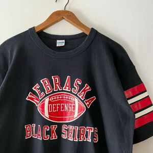 黒! 70s champion バータグ 半袖 フットボール Tシャツ XL ブラック USA製 ビンテージ 70年代 チャンピオン フットT アメリカ製 オリジナル