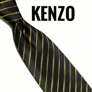 ケンゾー　ネクタイ　ブラック系　刺繍　ストライプ