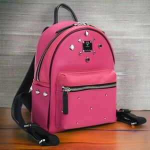  used M si- M rucksack lady's brand MCM Visee tos backpack MMK6SVH45 PU001 pink bag 