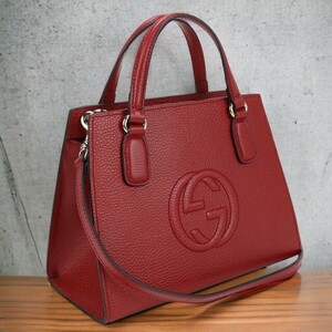 中古 グッチ トートバッグ レディース ブランド GUCCI ソーホー 2WAYトートバッグ レザー 607722 レッド バッグ