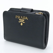 中古 プラダ 二折財布小銭入付き レディース ブランド PRADA サフィアーノレザー財布 レザー 1ML018 QWA F0002 ブラック 財布_画像3