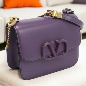  used Valentino diagonal .. shoulder bag lady's brand VALENTINO V sling shoulder bag leather - pull 