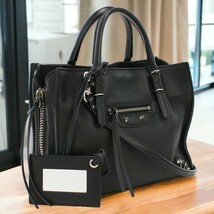 中古 バレンシアガ トートバッグ レディース ブランド BALENCIAGA ペーパー ミニ レザー 357333 ブラック バッグ_画像1