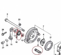 C70 スーパーカブ70 純正フロントブレーキカムセット　新品（ドラム、アーム、シュー） 送料185円_画像7