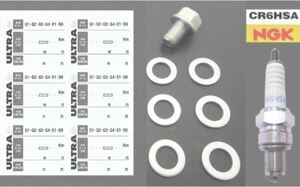 C70 カブ70 ホンダ純正オイル交換ステッカー6枚＆M12ドレンパッキン6枚＆オイルドレンボルト＆CR6HSAセット スパークプラグ　送料185円