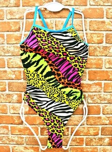 BE2-F38*// large XL size *.... ultra . animal pattern * blue piping * lady's .. swimsuit * most low price . postage .. packet if 210 jpy 