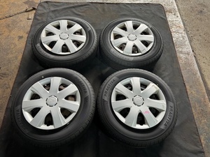 L275S ミラ ホイールキャップ付 鉄ホイール 13×4.00B 145/80/R13 PRACTIVAタイヤ ☆引き取り歓迎☆千葉市若葉区から出品☆