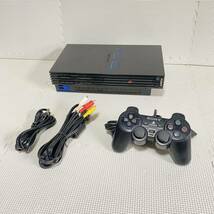 1円☆ PS2 SCPH-50000 NB ミッドナイトブラック SONY プレステ2 本体 コントローラー DUALSHOCK PlayStation クリアブラック_画像1