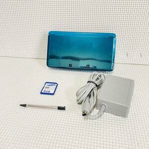 1 jpy * Nintendo 3DS aqua blue Nintendo nintendo CTR-001(JPN) charger AC adapter SD memory 4GB touch pen blue emerald green 