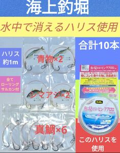 【 海上釣堀 】水中で消えるハリス使用　仕掛けセット　海上釣り堀