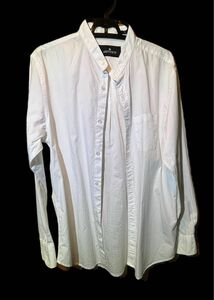 ナノユニバース スタンドカラーシャツ ホワイト 白 長袖 