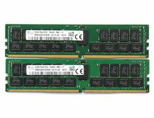 ◇SK hynix 32GBx2枚セット64GB分 PC4-2666V-R DDR4 Registered ECC 動作確認済 ハイエンドワークステーション/サーバー対応