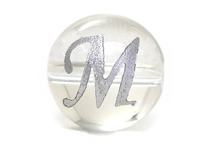 (横穴) 『M』 1粒売り アルファベット 彫刻 水晶 10mm シルバー パワーストーン バラ売り 天然石 パワーストーン ばら