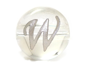 (横穴) 『W』 1粒売り アルファベット 彫刻 水晶 10mm シルバー パワーストーン バラ売り 天然石 パワーストーン ばら