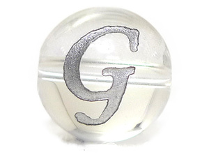 (横穴) 『G』 1粒売り アルファベット 彫刻 水晶 10mm シルバー パワーストーン バラ売り 天然石 パワーストーン ばら
