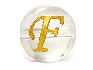 (横穴) 『F』 1粒売り アルファベット 彫刻 水晶 10mm ゴールド パワーストーン バラ売り 天然石 パワーストーン ばら