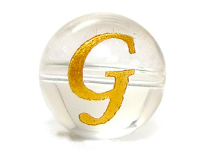(横穴) 『G』 1粒売り アルファベット 彫刻 水晶 10mm ゴールド パワーストーン バラ売り 天然石 パワーストーン ばら