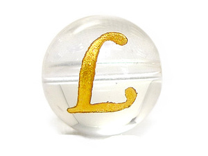 (横穴) 『L』 1粒売り アルファベット 彫刻 水晶 10mm ゴールド パワーストーン バラ売り 天然石 パワーストーン ばら