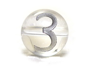 (横穴) 『3』 1粒売り 数字 彫刻 水晶 10mm シルバー パワーストーン バラ売り 天然石 パワーストーン ばら売り ビー