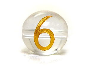 (横穴) 『6』 1粒売り 数字 彫刻 水晶 10mm ゴールド パワーストーン バラ売り 天然石 パワーストーン ばら売り ビー