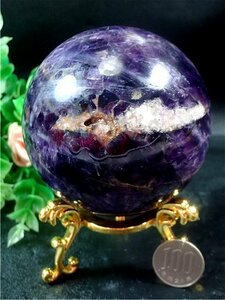 天然～愛の守護石～夢幻紫水晶アメジスト丸玉179G1-82G04Z