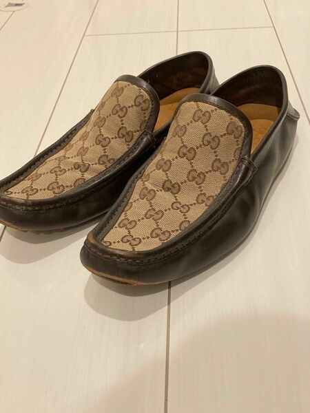 グッチ GUCCI EU43 27.5㎝ ドライビングスリッポン　2way サンダル　GG柄