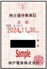 一部送料込◆神戸電鉄◆ 神鉄 株主優待乗車証 電車全線 定期型P-004
