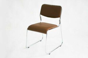 送料無料 新品 ミーティングチェア 会議イス 会議椅子 スタッキングチェア パイプチェア パイプイス パイプ椅子 ブラウン