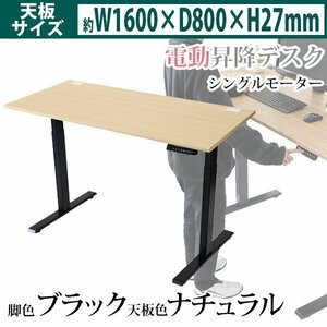 送料無料 昇降デスク 電動 エコノミーモデル PSE適合 W1600×D800×H740～1225mm 耐荷重約100kg(脚部) スタンディングデスク NA/BK