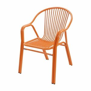 アルミ ガーデンチェア 1脚 橙 スタッキング可能 アルミ製 アルミチェア 軽量で持ち運び簡単 ガーデンファニチャー ガーデン チェア 椅子