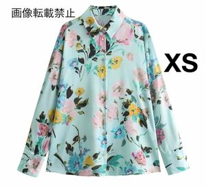 vintage ヴィンテージ レトロ フラワー 花柄 シャツ ブラウス トップス XSサイズ レディース★ZARA 好きな方に★2024 早春新作 新品★