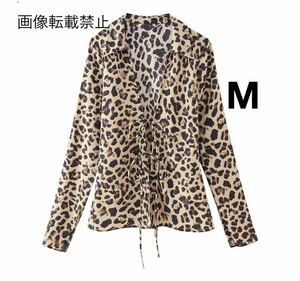 vintage ヴィンテージ レトロ レオパード 豹柄 シャツ ブラウス トップス Mサイズ レディース★ZARA 好きな方に★2024 春新作 新品未使用★